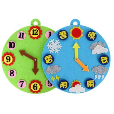 China Wholesale DIY Interesting Handmade Digital Clock Time Educational Helper Children Felt Toys for sale