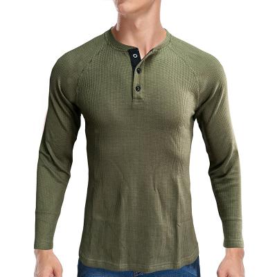 China Men's Henley Collar Clothing Full Sleeve Casual T-Shirts Round Neck Pullover T-Shirt Anti-Shrink Anti-Shrink For Men for sale