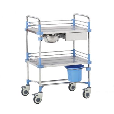 China High Quality Mobile Stainless Steel Hospital Stainless Steel Hospital Medical Treatment Trolley for sale