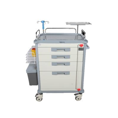 China Plastic Trolley ABS Plastic Emergency Room Operation Medical Equipment Hospital Trolley With Drawer Medical Emergency Trolley for sale