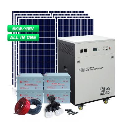 China Home Portable All In One Mini House Home Inverter Solar Power System 5000w 5kva Hybrid 5kw Off Grid Solar Power System Cost For Home for sale