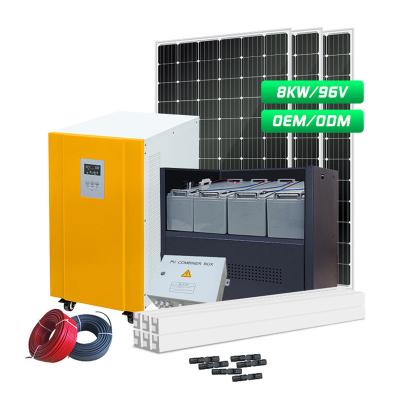 China Full Home Hybrid Solar Power System 8kw 10kw 8kwh 8kva 8000w 18kw 8000 Watt Off Grid Solar Panel Home Power System Pakistan for sale