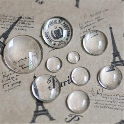 China Home Decoration Round Glass Clear 10mm Transparent Flat Back Jewelry Crystal Cabochon Cameo For Diy Glass Drops Cabochon 6mm 8mm for sale