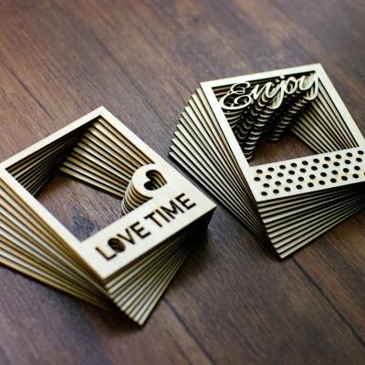 China Europe Wholesale Wood Veneer Mixed Style Frame Wood Scrap Scrapbooking Embellishment DIY Wood Crafts Handmade WF206 for sale