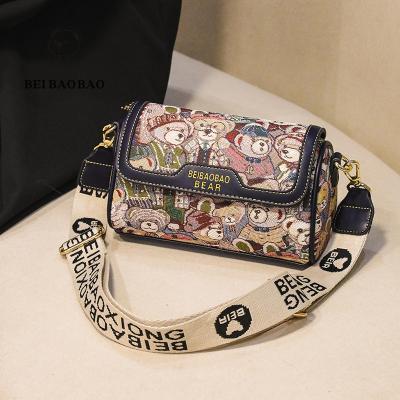 China Other 2023 New Bear Cartoon Embroidery Cosmetic Bag Purses And Handbags For Women Guess Handbags for sale