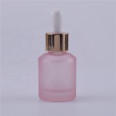 China Personal Care 1/2oz 15ml Essential Oil Fragrance Perfume Frosted Pink Glass Dropper Bottle 15cc for sale