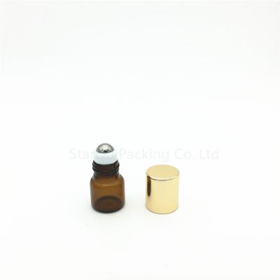 China Personal Care 1ml High Quality Amber Essential Oil Sample Roll On Bottle For Perfume for sale