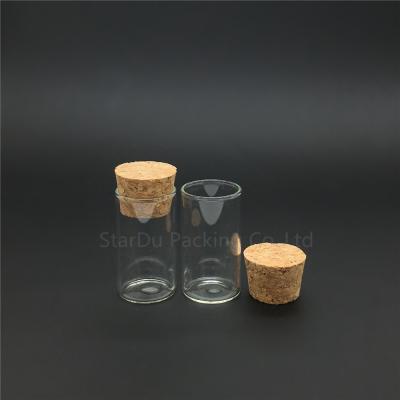 China Personal Care 6ml Clear Glass Tube With Cork Stopper Clasp Cork Bottle 22*40mm Cork Jars for sale