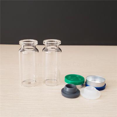 China Personal Care Clear Bottle 10ml Vials Face Glass Injectable Serum Vial With Rubber Stopper Flip Off Cap for sale