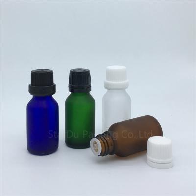 China Personal Care 15ml Empty Frosted Essential Oil Glass Bottles With Child Proof Lid 15ml Essential Oil Glass Bottle Glass for sale