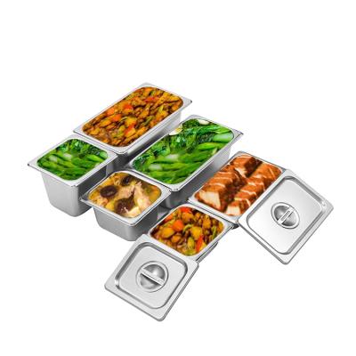 China Restaurant GN Casserole Sustainable Commercial Stainless Steel Fast Food Container Divided Food Dish With Lid for sale