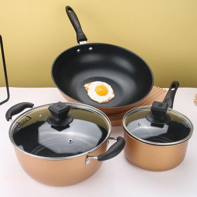 China Sustainable Wholesale Iron Cooking Pots And Pans Set Non Stick Cookware Sets for sale