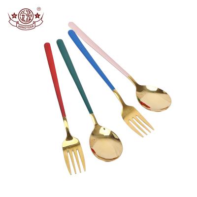 China Stocked Korea Restaurant And Home Tableware Stainless Steel Spoon And Fork for sale