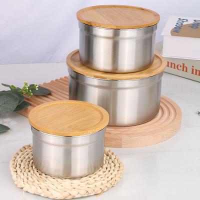 China Wholesale Food Tight Lid Container Bamboo Food Container Stainless Steel Freshness Air Cool Storage Box for sale