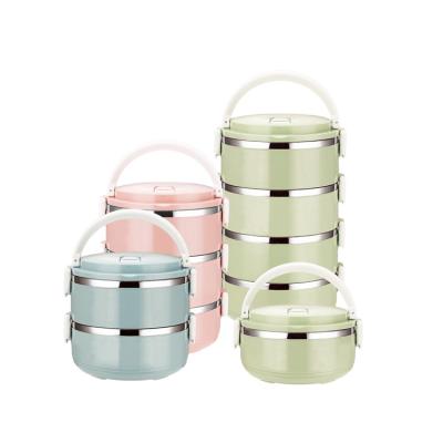 China Insulation Stainless Steel Kids Bowl Heatable Colorful Multilayer Leakproof Food Containers for sale