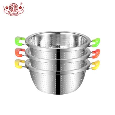 China Sustainable Multifunctional Vegetable Food Stainless Steel Custom Color Handles Colander for sale