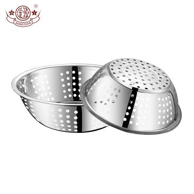 China Sustainable Kitchen Products Stainless Steel Colander And Strainer Drain Basket Washing Bowl for sale