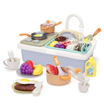 China 2022 New Children's Mini Kitchen Set Toy Plastic Tableware Set Kitchen Sink Toys Plastic Tableware Set for sale