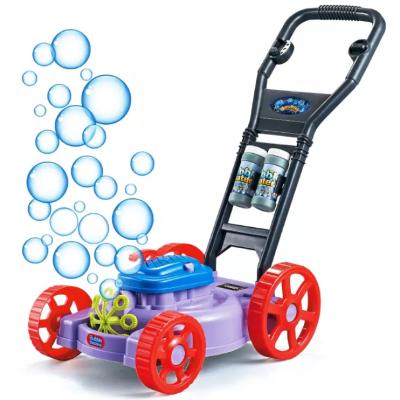 China Wholesale Plastic Soap Bubble Machine Toys Automatic Hand Push Bubble Machine Lawn Mower Bubble Machine For Kids for sale