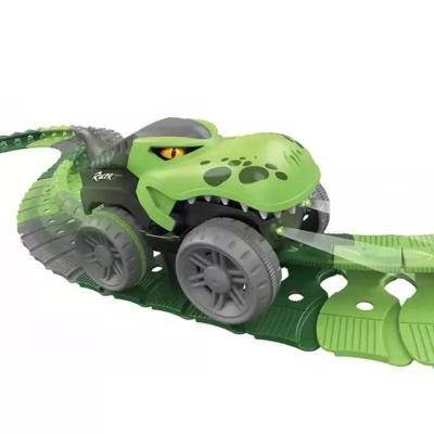 China Slot Toy Wholesale Kids Animals Electric Track Toy Set Flexible Rail Racing Car Toys Dinosaur Track Toy for sale