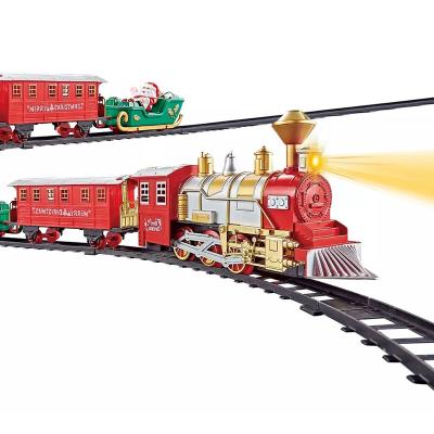 China 2023 New Children's Slot Toy Railway Train Toys With Lights Music Christmas Electric Train Track Toy for sale