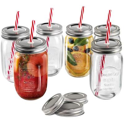 China MASTERTOP Viable Mason Jar Cups, Mason Jars Drinking Glass, Smoothie Cup with Lids Bottles and Straws 100% Recycled, Set of 6, 16oz for sale