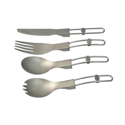 China Sustainable Portable Outdoor Titanium Camping Knife Fork And Spoon Cutlery Set for sale