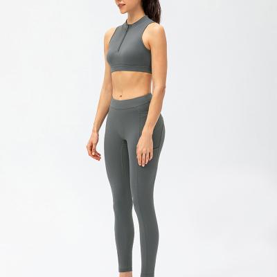 China Breathable Legging Sets Waisted Sport Wear Yoga Two Piece Suits Fitness Women Sportswear Tops for sale