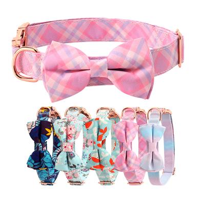 China Personalized Bow Tie Dog Collar Forming Logo Designers Custom Dog Collar Metal Buckle Luxury Bowtie For Small Large Dogs for sale