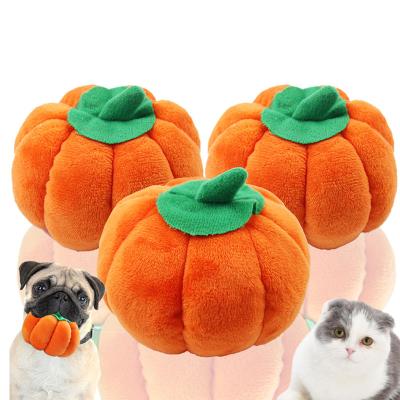 China Sustainable Dog Toys Pumpkin Dog Plush Toy Chew Squeak No Stuffing Plush Dog Toy for sale