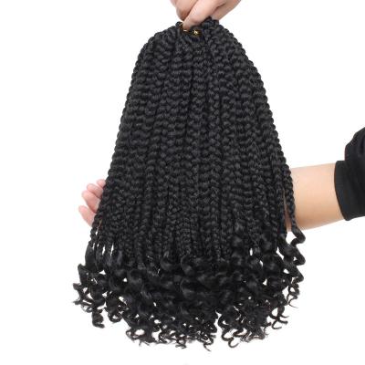 China Pre-looped Crochet Braid Unionbeauty 16 Inch 34 Inches Ombre Messy Synthetic Crochet Hair Extension Goddess Box Braids With Curly Wave Ends for sale