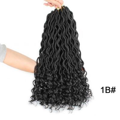 China Unionbeauty Pre-curled 18 Inch Ombre 1B Wholesale Faux Curly Wavy Goddess Locs Raw Material Ombre 12 Inch Soft Synthetic Hair Extension for sale