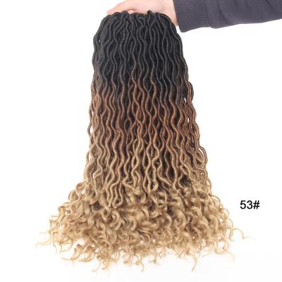 China Unionbeauty Pre-looped 20 Inches Synthetic Curly Wavy Dread Goddess Ombre Braiding Hair Straight Synthetic Gypsy Faux Locs for sale