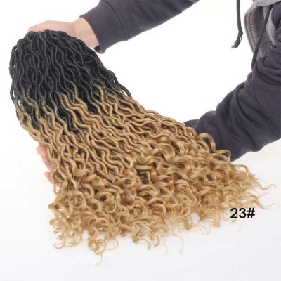 China Unionbeauty Pre-looped Wholesale 18 Inch Ombre Crochet Hair Extension Synthetic Crochet Braiding Faux Locs Curly Goddess Hair for sale