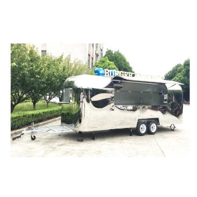 China Vegetable processing factory stainless steel airstream caravan camping BBQ food trailer for sale for sale