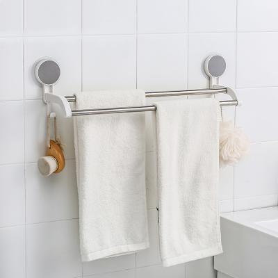 China Heater Wall Mounted Adhesive Chrome Towel Rack Bathroom Towel Rack Set No Drill Double Towel Rack for sale