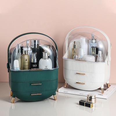 China New 2021 Premium Fashion Revolving Makeup Organizer Hot Selling Amazon Acrylic Cosmetic 4 Drawers Cosmetic Case for sale