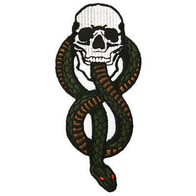 China Washable Iron On Embroidery Patch For Apparel Custom Embroidered Patch For Hat Label Snake And Skull for sale