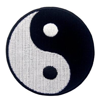 China Handmade Black and White Yin Yang / Taoism Iron-on / Sew-on Embroidered Applique Patch / for sale