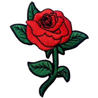 China Fashion Handmade Design Custom Embroidery Patches Applique For Clothing Iron On Patch Rose Flower for sale