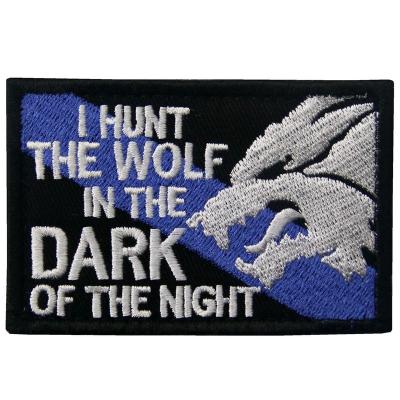 China Handmade Tactical Patch Sheepdog I Hunt Wolf Military Patch with Hook and Tether for sale