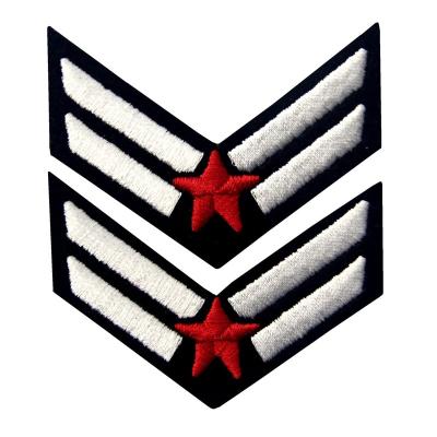 China Eco-Friendly Herringbone Sargent Military Uniform Stripes Army Embroidered Arms Symbolize Iron On Sew On Shoulder Patch for sale