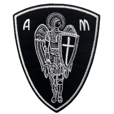 China High Quality Washable Patches Applique Life On St Michael Saint Of Arkhangel With Sword And Shield Christian Protection for sale