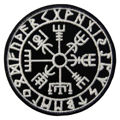 China Handmade Glow in Dark Vegvisir Viking Compass Norse Rune Tactical Sew on Applique for sale