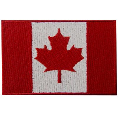 China Handmade Cheap Embroidered Patches Iron On To Sew On Patch Canada Country Flag Patch For Jeans Bags for sale