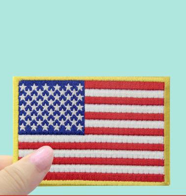 China Handmade Yellow American Flag Border Embroidery Iron On/Sew On Patch DIY Polo Shirt Jacket for sale