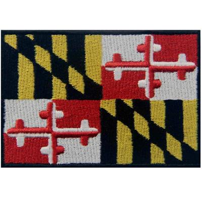 China Handmade Wholesale Cheap Patch Iron On Clothing Patch Embroidery Patch American Maryland State Flag for sale