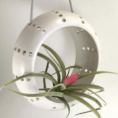 China Eco-friendly white home outdoor indoor balcony porcelain decoration new products flower hanging planter for sale for sale