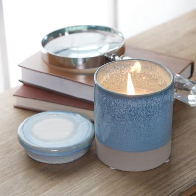 China Wholesale Unique Custom Colored Cylinder Candle Holder Good Quality Plain Ceramic Candle Jar Eco-friendly With Lid for sale