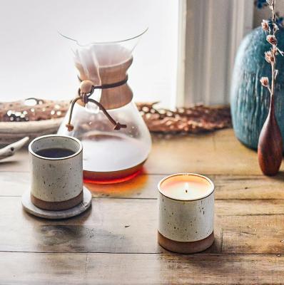 China Custom Eco-Friendly Vintage Home Decor Rustic Style Unique New Arrival Ceramic Tealight Candle Cups Candle Jars Bulk for sale